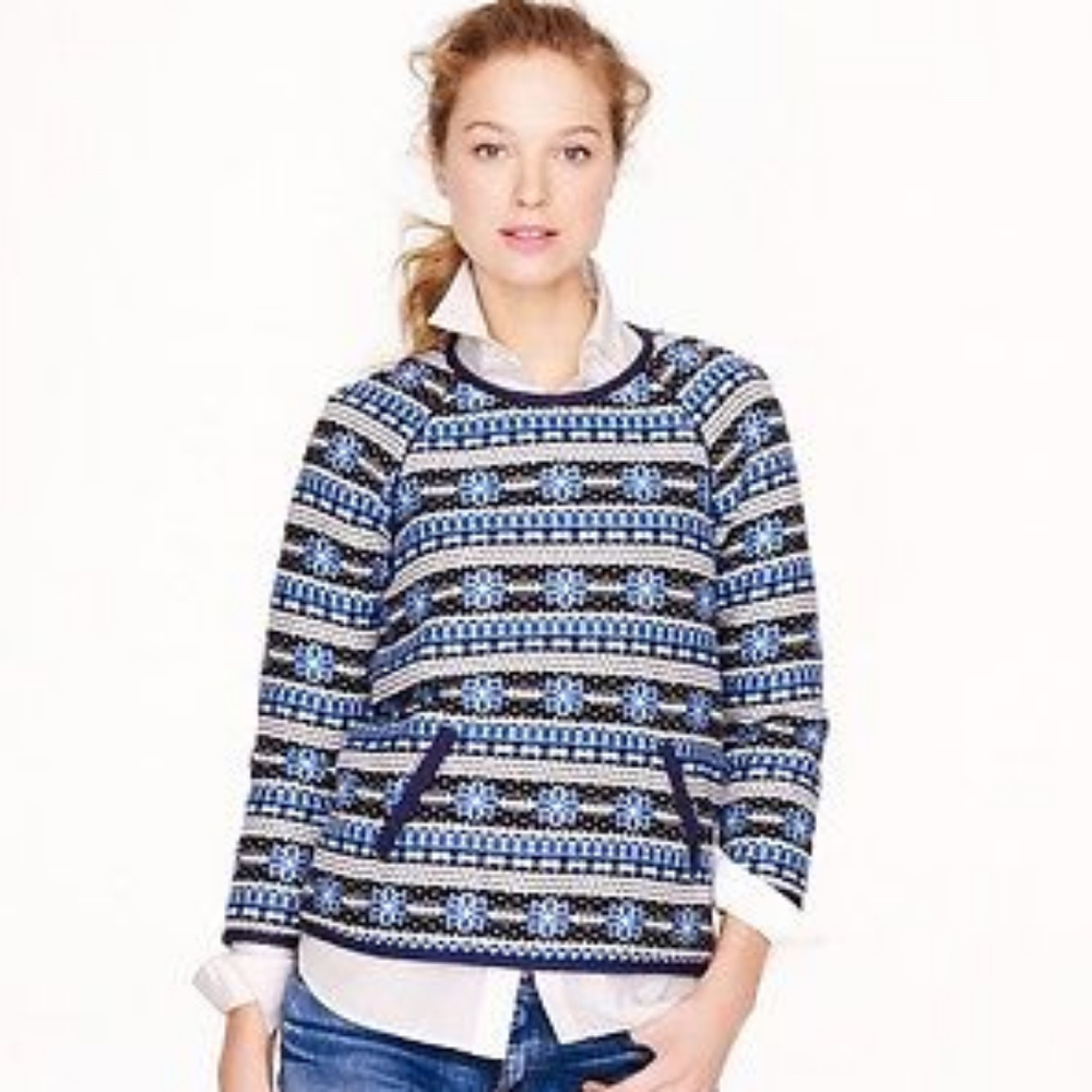 J CREW Popover Sweatshirt in Floral Jacquard 0/2
